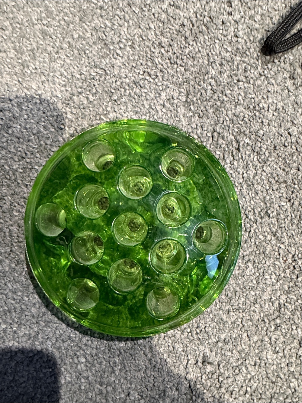 Uranium vintage Green Glass Flower Frog Vase Insert